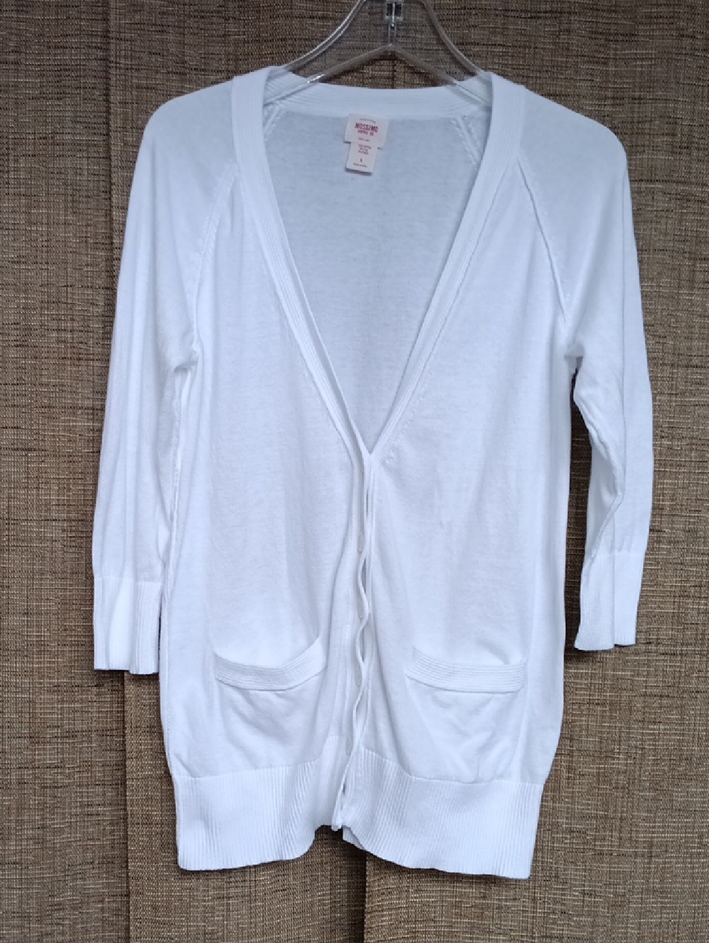 Mossimo Supply Co. White Lightweight Pocket Cotton Cardigan Sweater